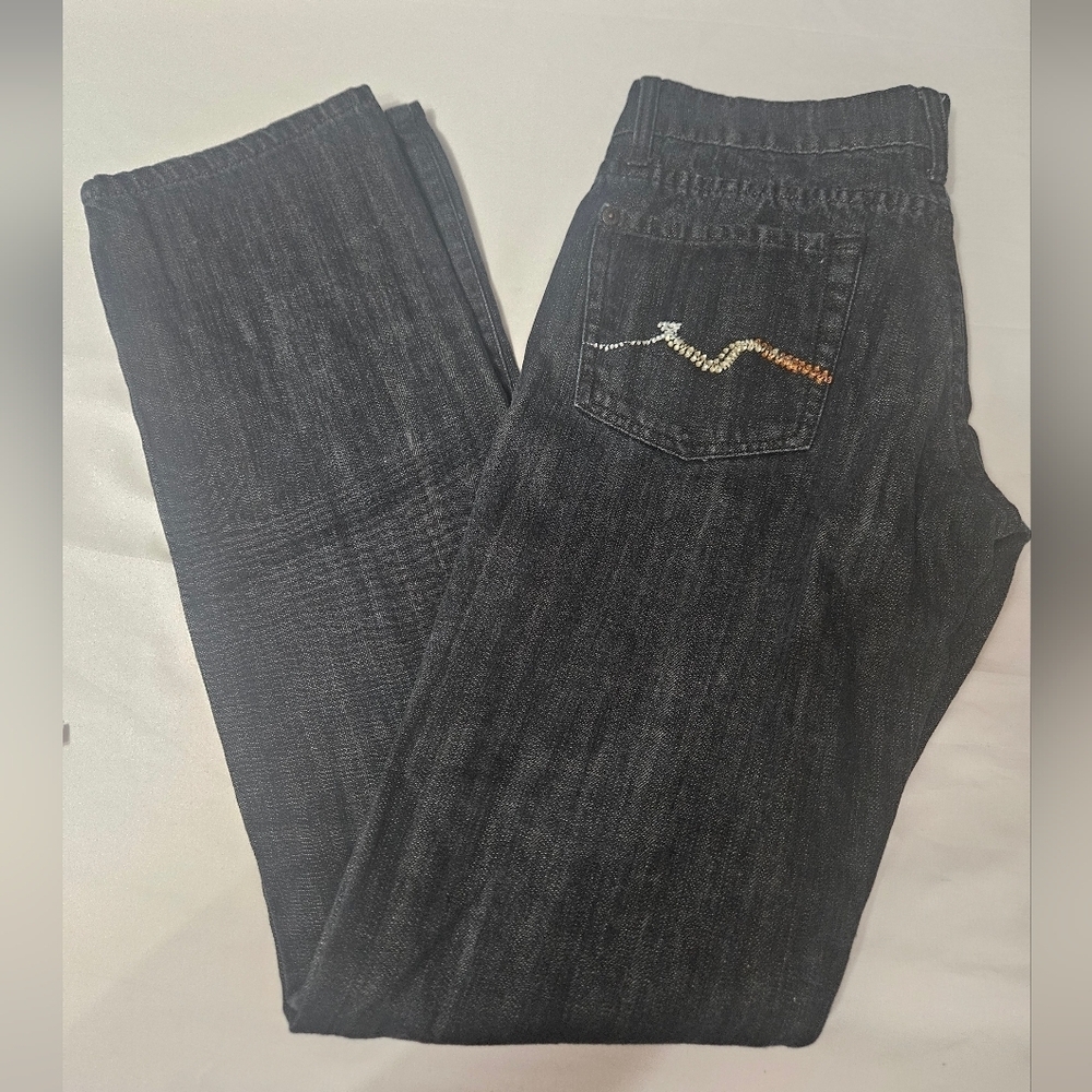 7 For All Mankind Manchester Ombre Rhinestone Straight Jeans Size 28!